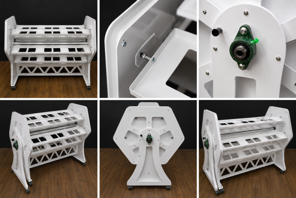 Collage of images of the metal version of Pastel Orbit