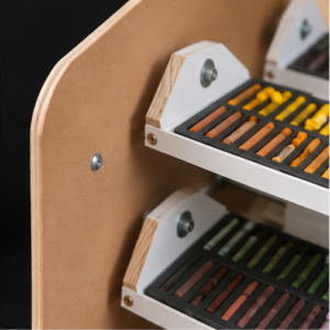 Close up of Wooden PastelOrbit tray pivot point